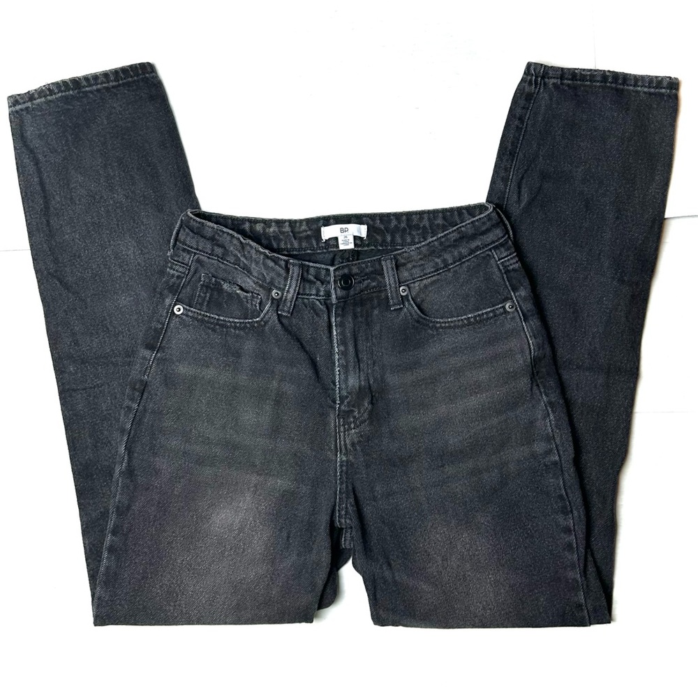 BP Nordstrom Jeans Womens 26 Black High Rise Straight Leg Distressed Denim